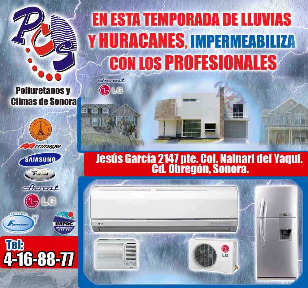 Poliuretano y Climas de Sonora-venta e instalacion de equipos de aire acondicionado tipo minisplit, impermeabilizantes, aislamiento termico a base de poliuretanos aspersados y proyectos de construccion en general.                       