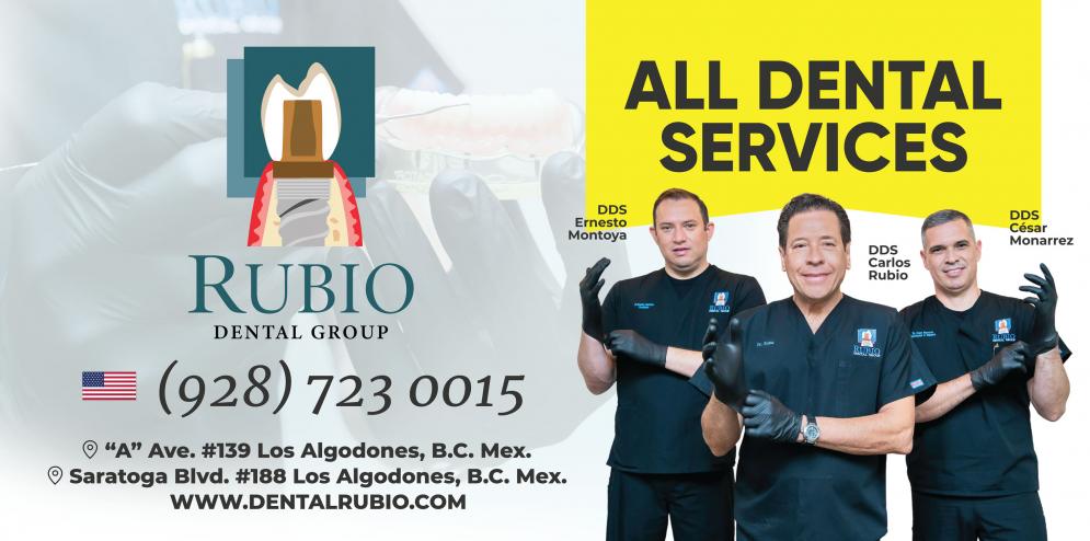 Rubio Dental Group-In order to deliver elite dental implant treatments in Los Algodones, Rubio Dental Group has invested to establish one of the best dental labs in Mexico. Our CAD - CAM technology allows us to be faster and more cost-efficient for your  dental implant treatments. TREATMENTS: Crowns, Resins, Bridges, Dental Cleaning, Conventional Partials, Hybrid Dentures, TCS Partials, Dentures with Locator. Our doctors: DDS. Carlos Rubio, DDS. César Monarrez and DDS. Ernesto Montoya.