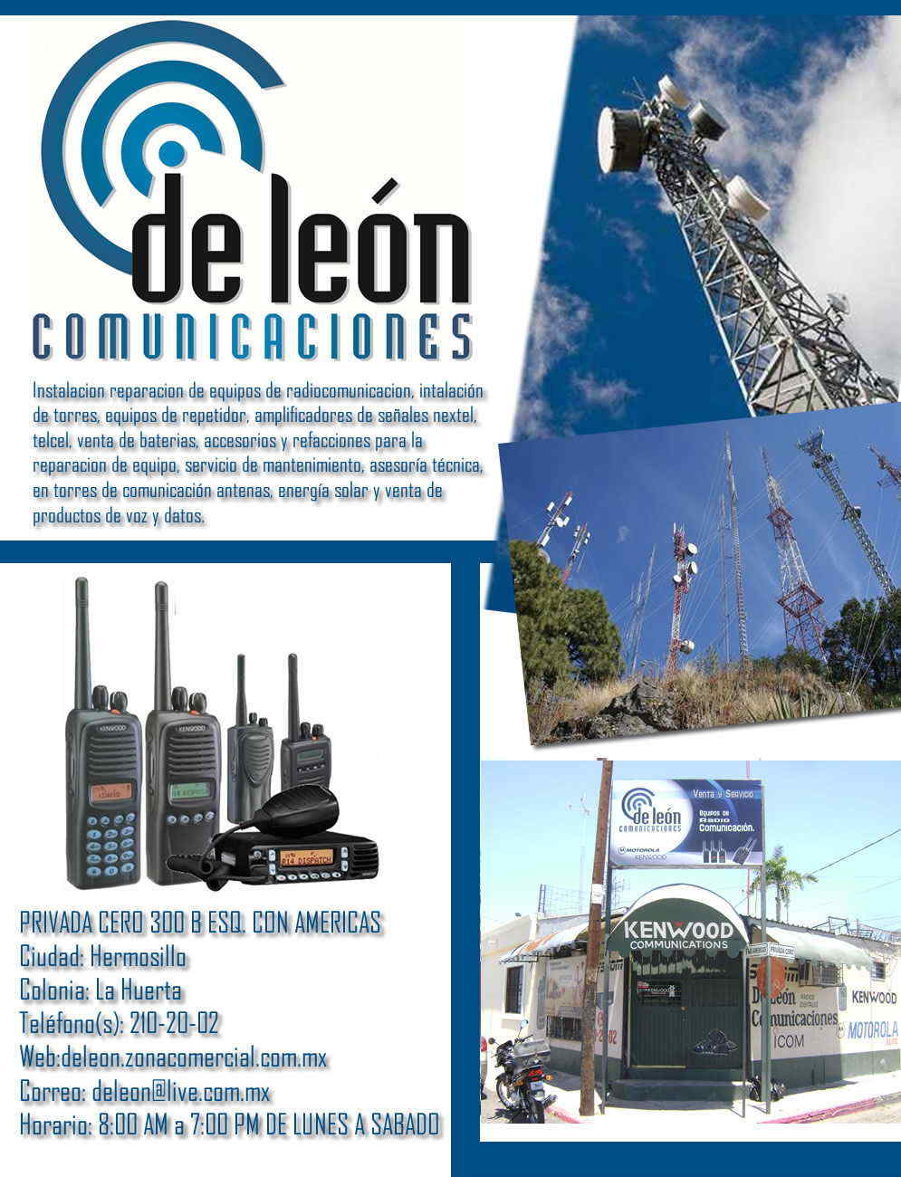 DE LEON COMUNICACIONES en Hermosillo anunciado por Radio en Hermosillo