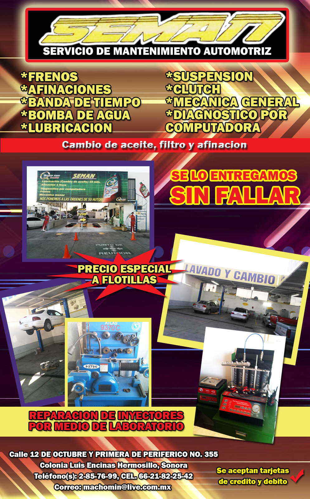 Lista de precios reparaciones mecanicas especiales