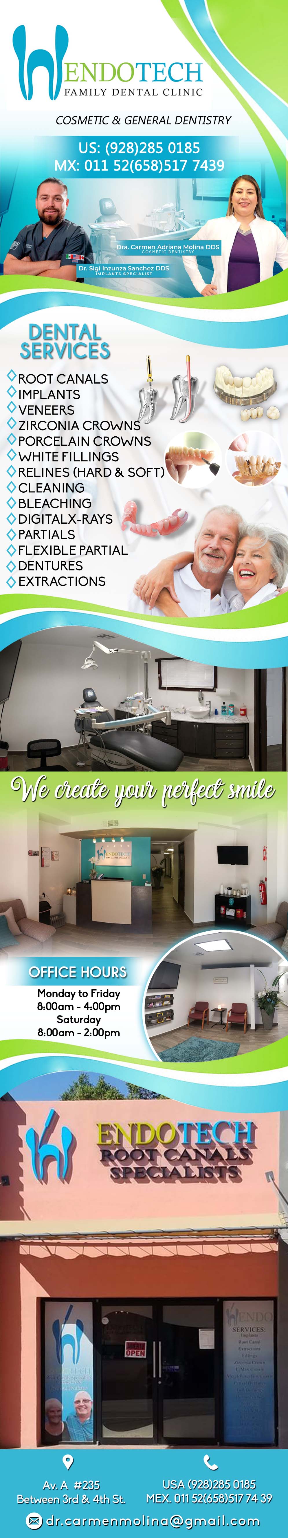 ENDOTECH  Adriana Molina DDS / Sigi Inzunza DDS-Root Canals Specialists, Cosmetic and General Dentistry. Dra. Carmen Adriana Molina DDS. Dr. Sigi Inzunza DDS.