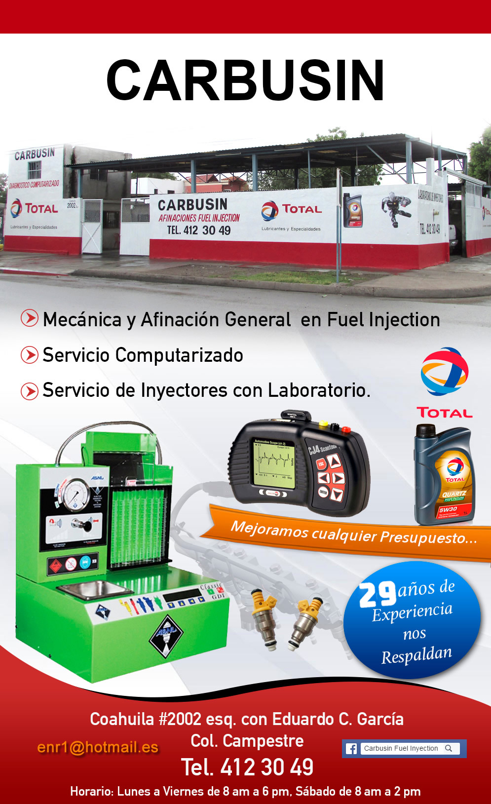 Carbusin Fuel Injection-Servicio Completo Fuel Injection 29 años de Experiencia Gracias a su Preferencia!                        