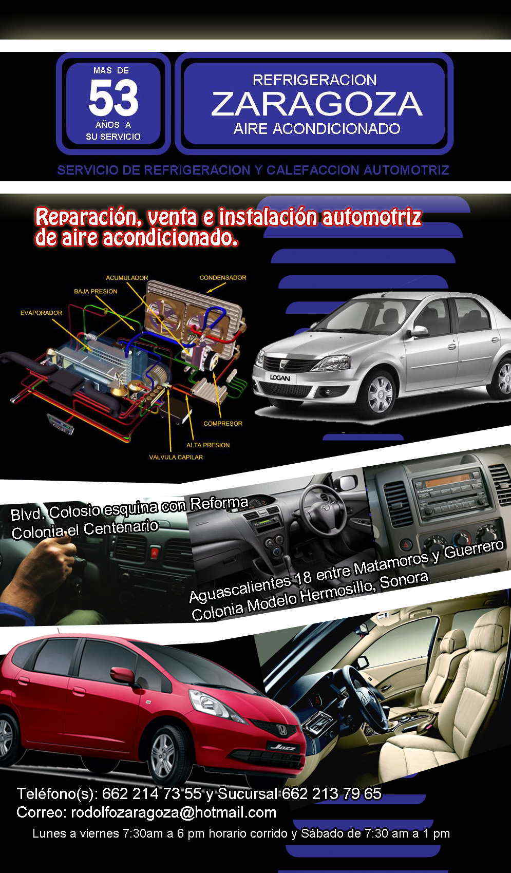 REFRIGERACION ZARAGOZA S.A DE C.V-Reparación, venta e instalación automotriz de aire acondicionado. 



   