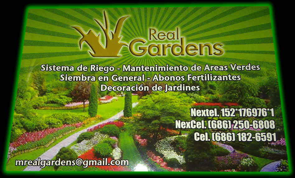 Real GARDENS-Sistema de Riego - Mantenimiento de Áreas Verdes - Siembra en General - Abonos - Fertilizantes - Decoración de Jardines.