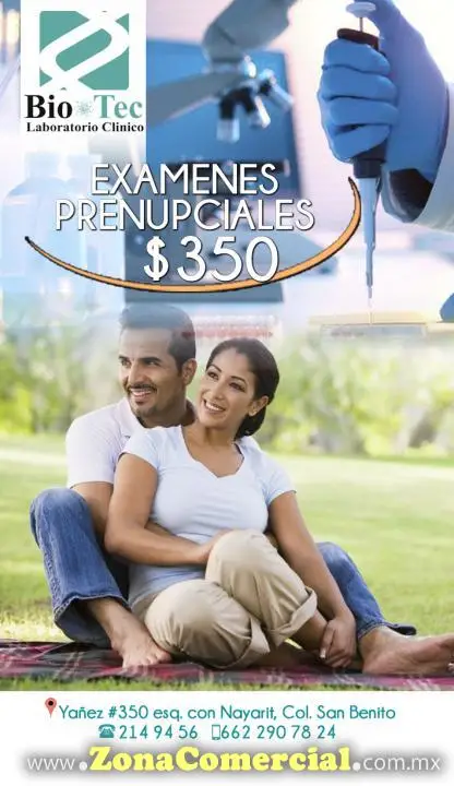 Paquete de Examenes Prenupciales en Laboratorio Clínico Bio-Tec