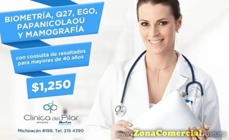 Biometría, Q27, EGO, Papanicolaou, Mamografía $1250 en Clínica del Pilar
