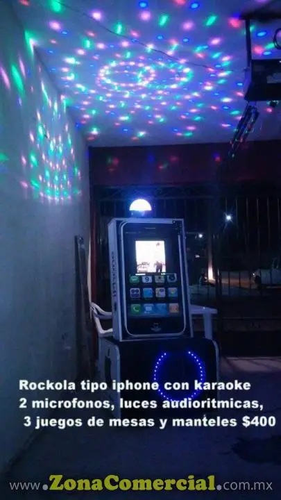 ROCKOLA TIPO IPHONE CON KARAOKE LUCES PANTALLA TOUCH