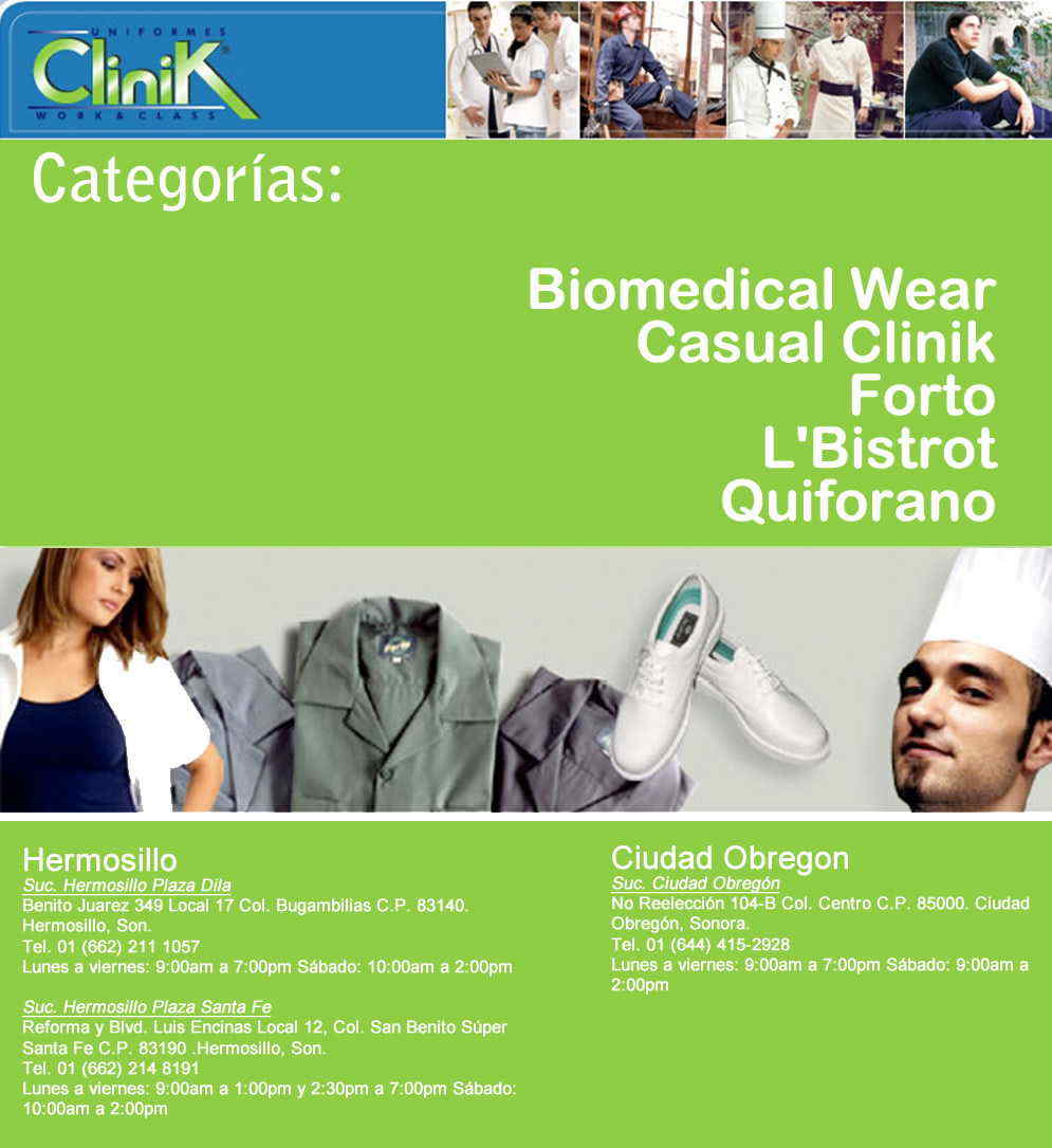 Uniformes Clinik-Biomedical Wear, Casual Clinik, Cocina L