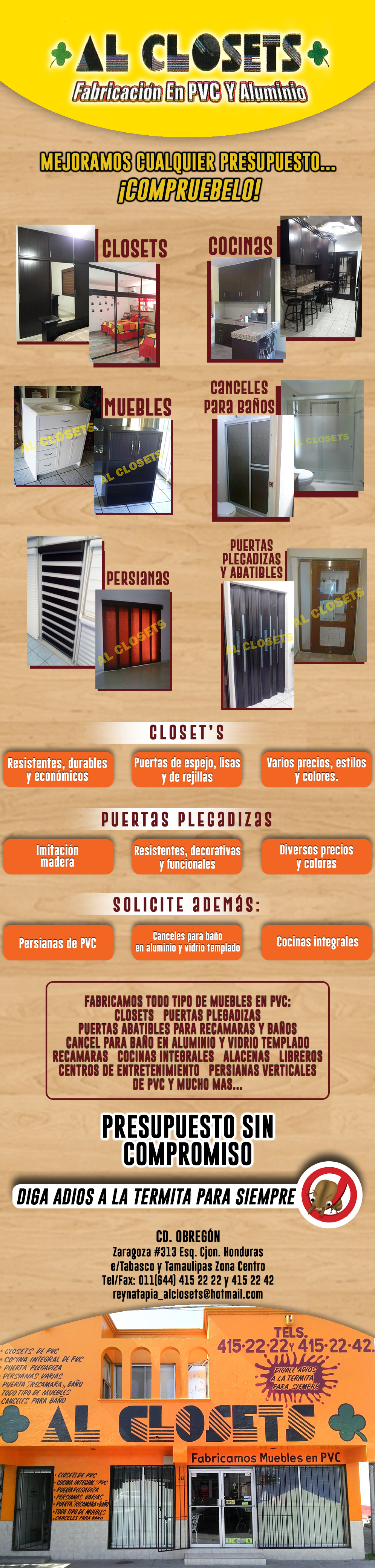 Al Closets-Fabricación en PVC y Aluminio.