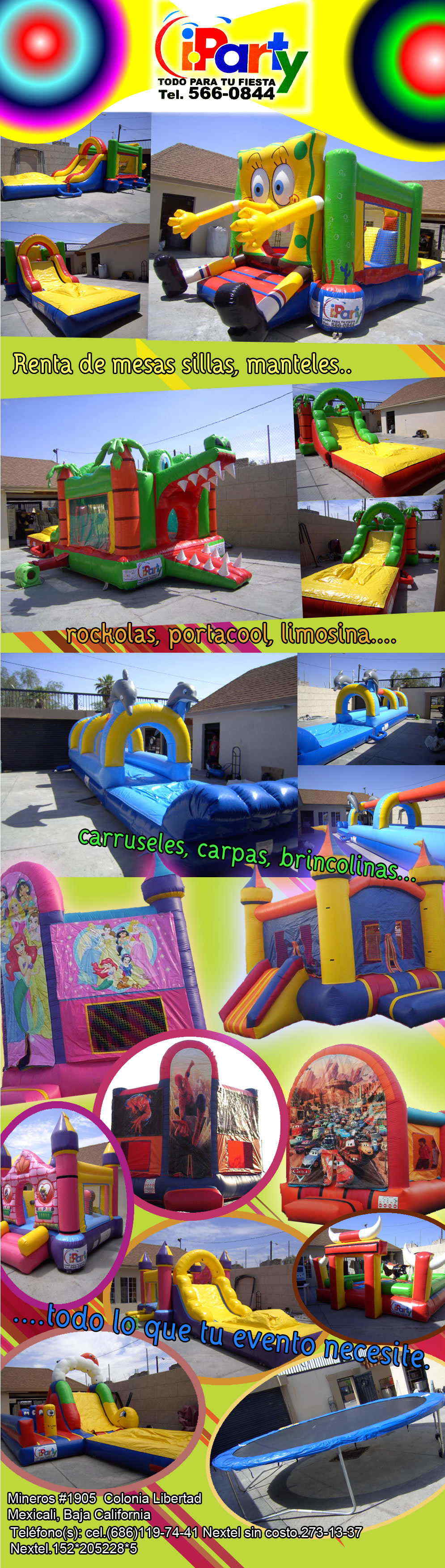 iParty-RENTA DE MESAS, SILLAS, MANTELES..ROCKOLAS, PORTACOOL, LIMOSINA...CARRUSELES, CARPAS, BRINCOLINAS...TODO LO QUE TU EVENTO NECESITE.        