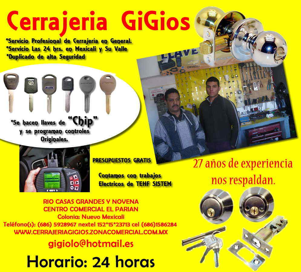 Cerrajeria GiGios-SERVICIO PROFESIONAL DE CERRAJERIA EN GENERAL
