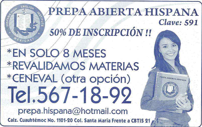 Prepa Abierta Hispana-Termina tu preparatoria en solo 8 meses, Revalidamos materias, CENEVAL.  GRAN OPORTUNIDAD....          