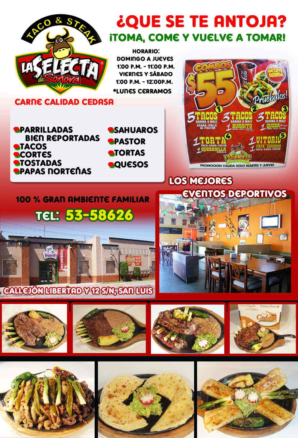 LA SELECTA TACO & STEAKS-Tacos & Steak, Calidad CEDASA 100 % Gran Ambiente Familiar
