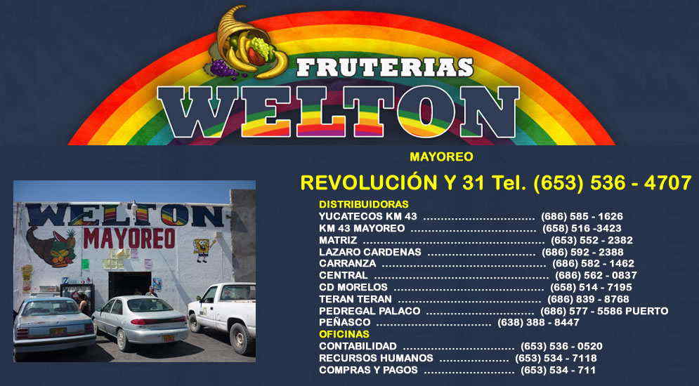 FRUTERIAS WELTON MAYOREO  REVOLUCIÓN Y 31 -Desde 1977 nuestra prioridad  ha sido brindar siempre productos de primera calidad a un bajo precio, así como generar fuentes de empleo.