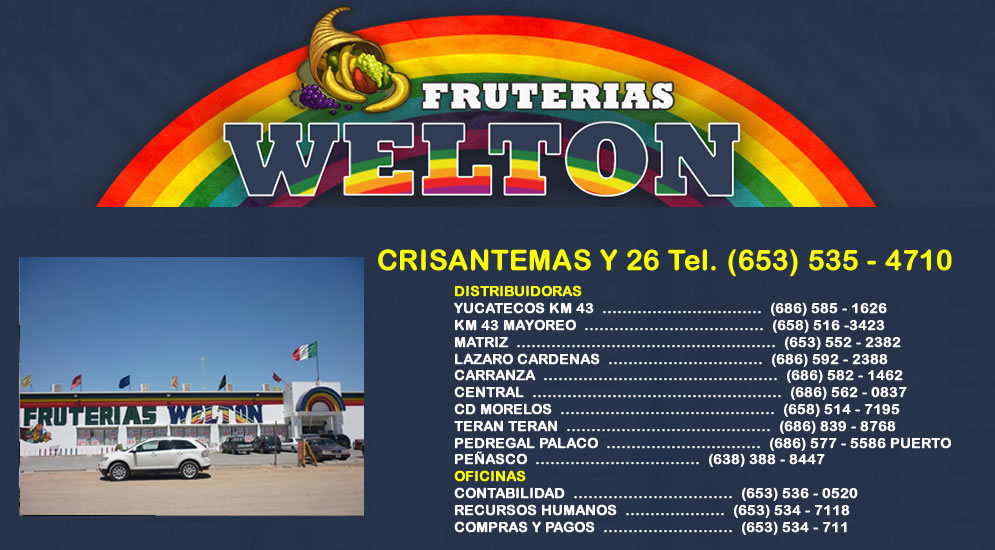 FRUTERIAS WELTON CRISANTEMAS Y 26 -Desde 1977 nuestra prioridad  ha sido brindar siempre productos de primera calidad a un bajo precio, así como generar fuentes de empleo.