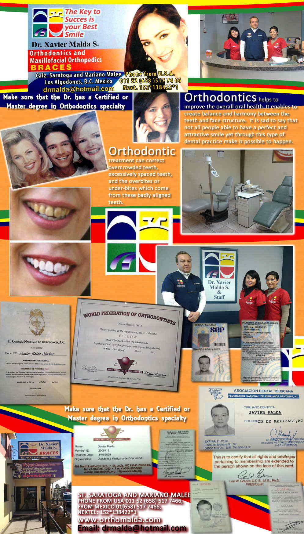 ORTHODONTIST DR. XAVIER MALDA S. in Algodones Los Algodones mexico, Los