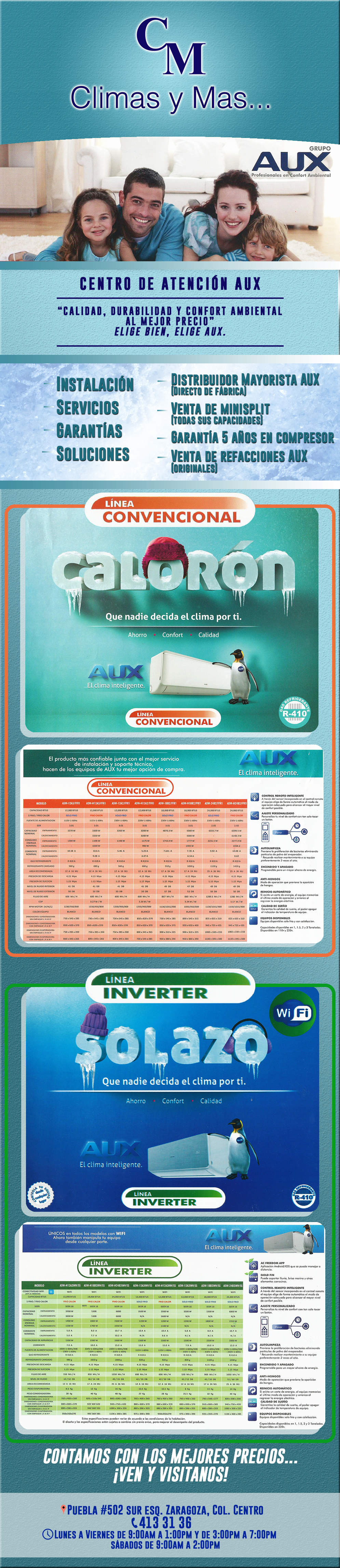 CLIMAS Y MAS-AIRES ACONDICIONADOS DISTRIBUIDORES AUTORIZADOS AUX       