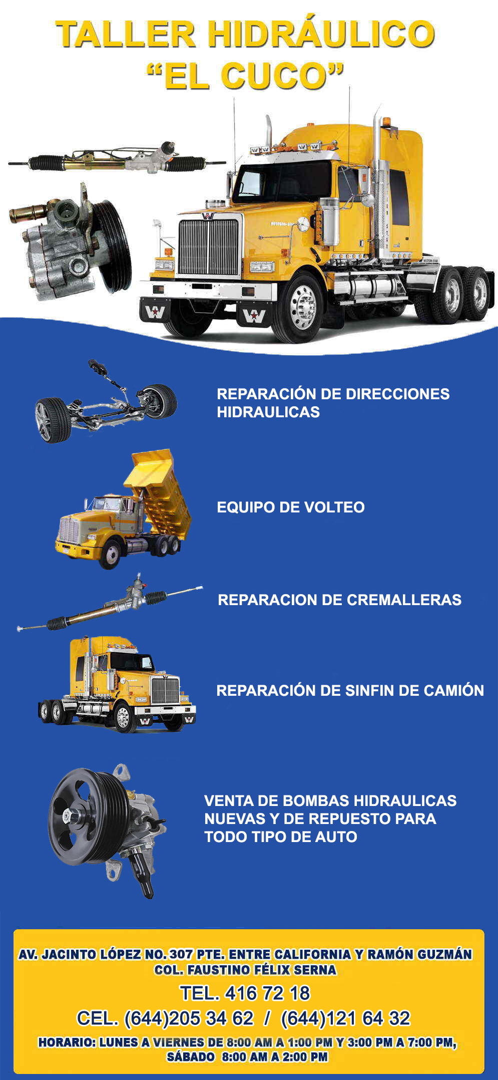 Taller Hidraulico EL CUCO-Reparación de Direcciones Hidraulicas, Equipo de Volteo, Reparación de Cremalleras, Reparación de Sinfin.            