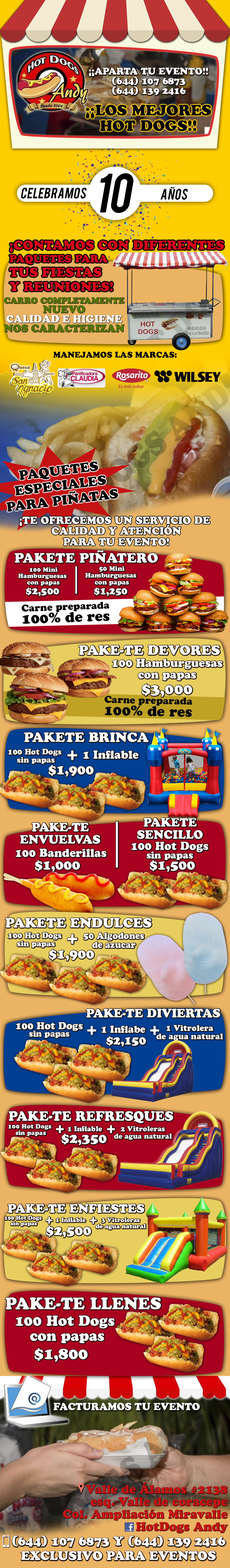 Hot Dogs ANDY-Hot Dogs para tus Fiestas y Reuniones                