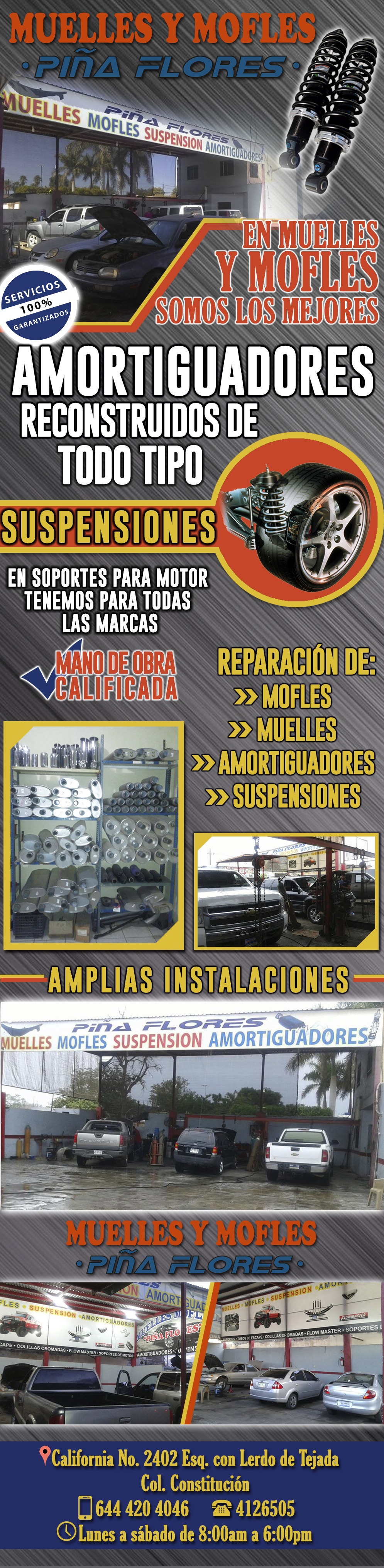 Muelles y Mofles Piña Flores-Venta y servicio de muelles, mofles, suspensiones y amortiguadores.