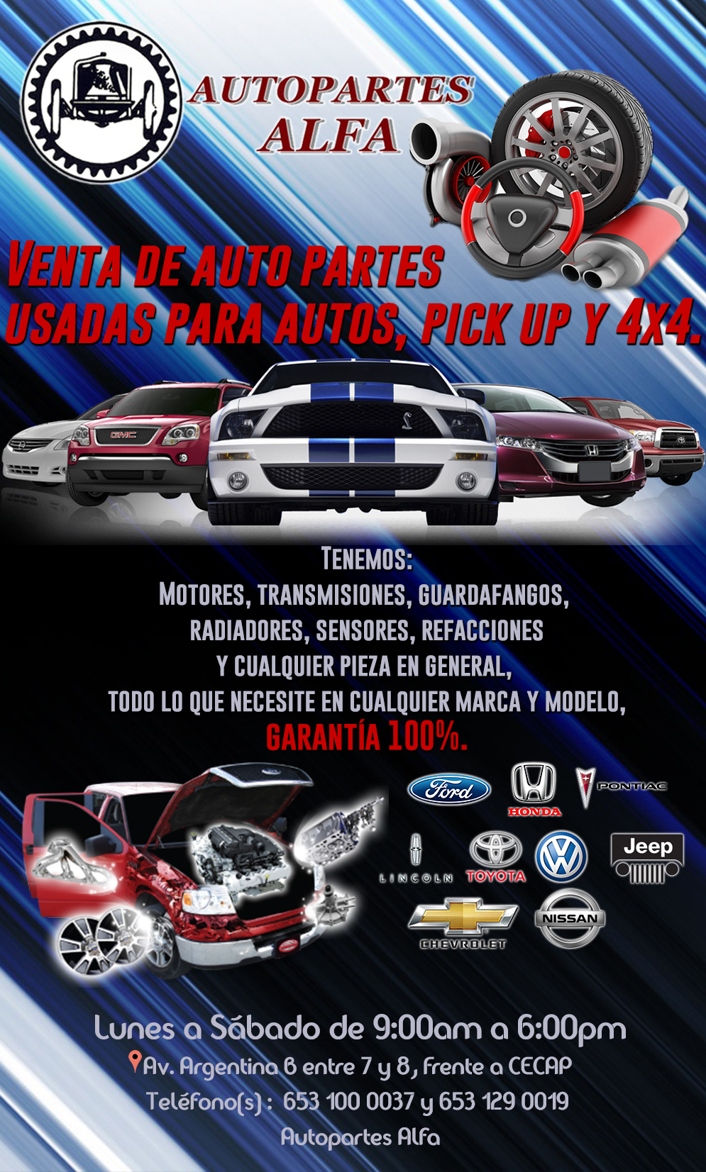 Auto Partes Alfa-Venta de Auto Partes. Yonke en San Luis Rio Colorado. Venta de Partes para carro usadas. 