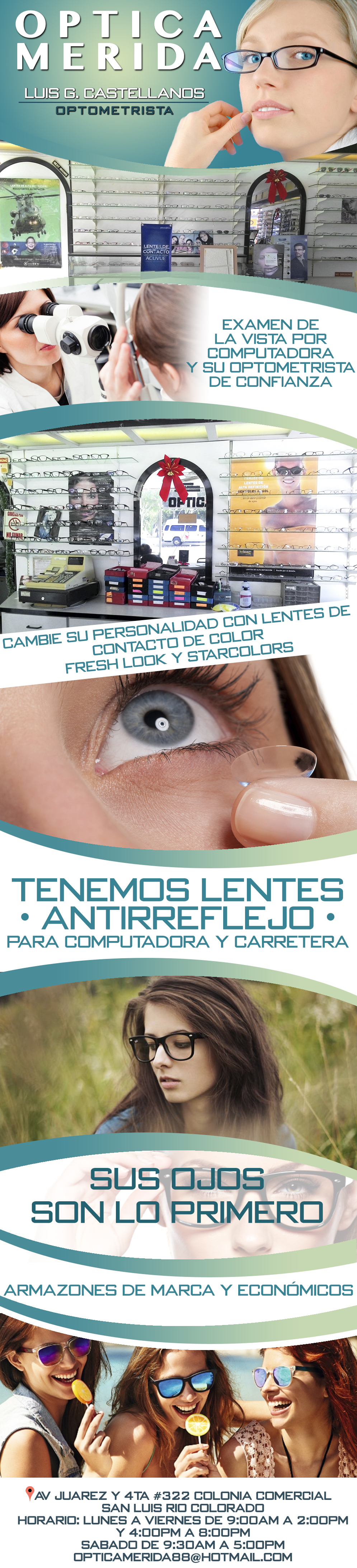 Óptica Merida-Venta de lentes de aumento y lentes de contacto. Examen de la vista por computadora.