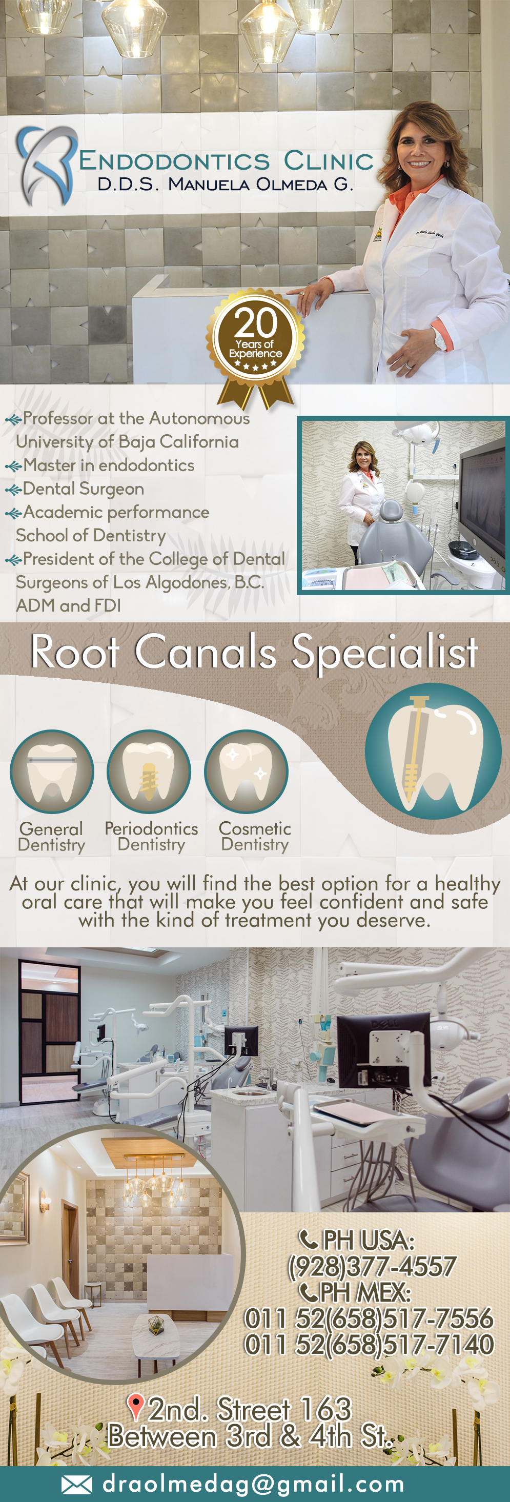 Dra. Manuela Olmeda Endodontics in Algodones  in Algodones  Endodontics Root Canal Treatment.          endodontics root canal treatments dra manuela dds olmeda endodontic  tratamiento dental dds. d.d.s.         