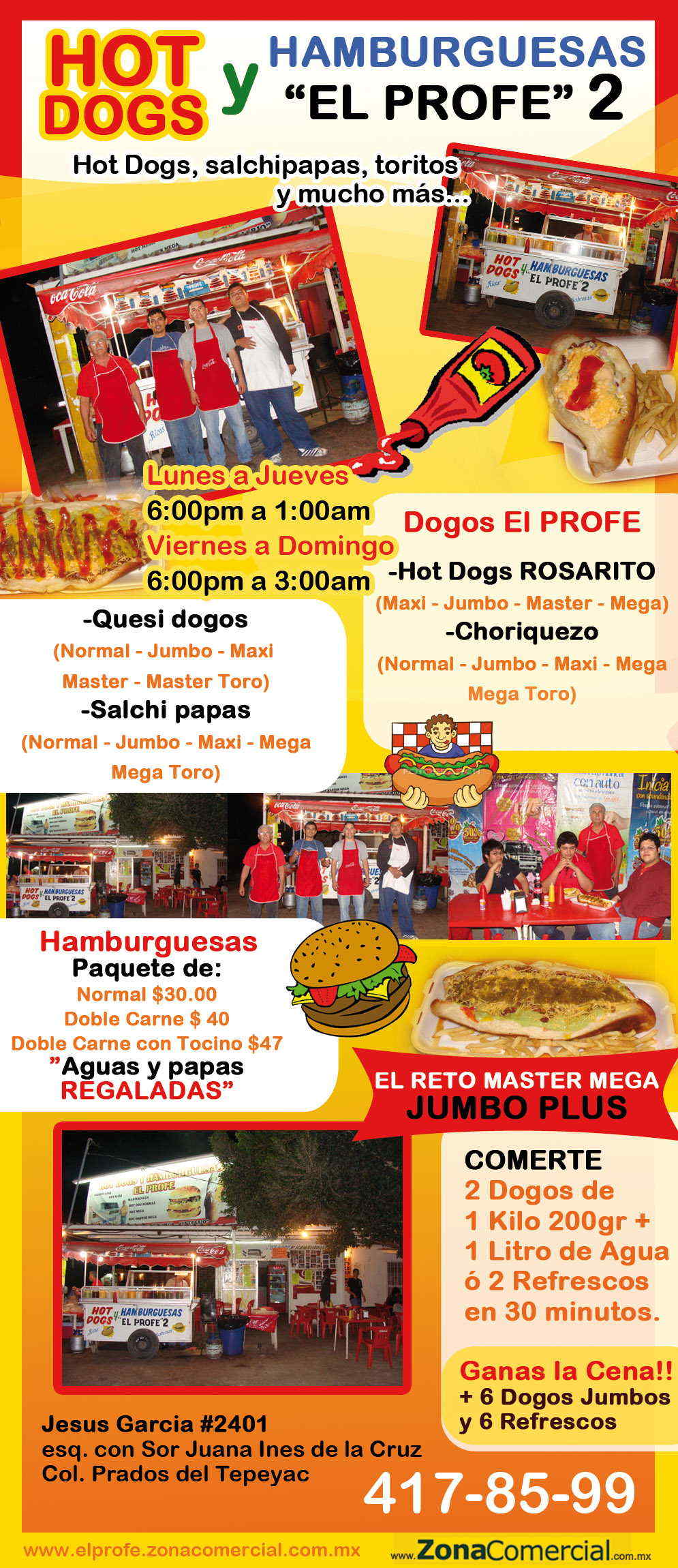 Hot Dogs y Hambuerguezas ``EL PROFE´´-Hot Dogs, salchipapas, toritos y mucho mas...    