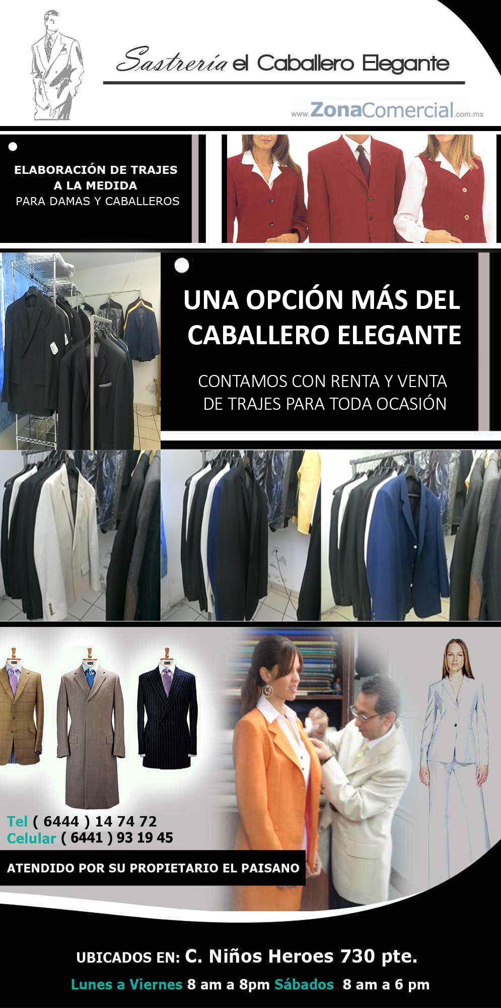 Sastreria el Caballero Elegante en Ciudad Obregón anunciado por  ZonaComercial.com.mx. Centros Comerciales en Ciudad Obregón ELABORACION DE  TRAJES A LA MEDIDA PARA DAMAS Y CABALLEROS ATENDIDO POR SU PROPIETARIO EL  PAISANO .Sastreria