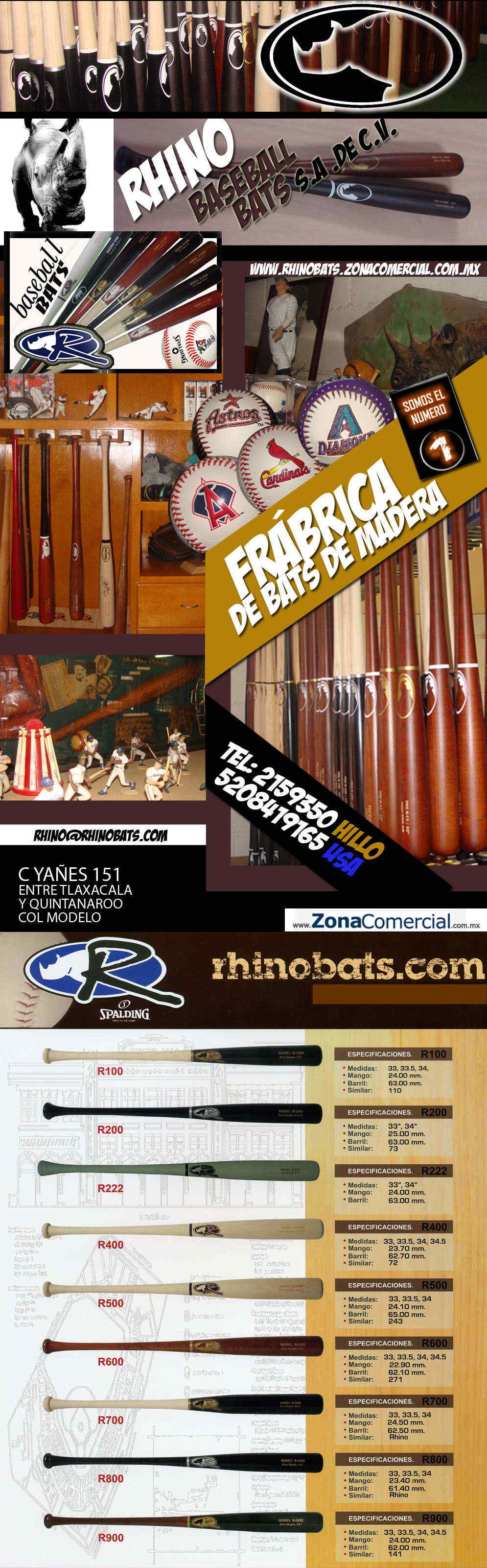 RHINO BASEBALL BATS SA D CV-frabrica de bats de madera             