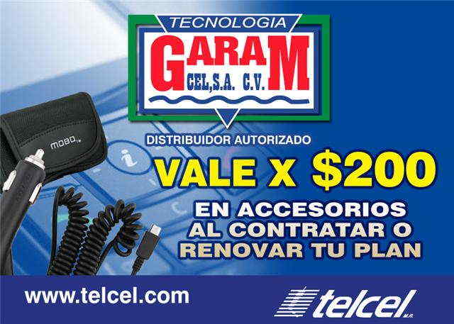 GARAMCEL SA DE CV-    GARAMCEL SA DE CV ..
   distribuidor autorizado TELCEL
venta de telefonos celulares,
los mejores  planes que te ofrece telcel,venta de accesorios,centro de pago            