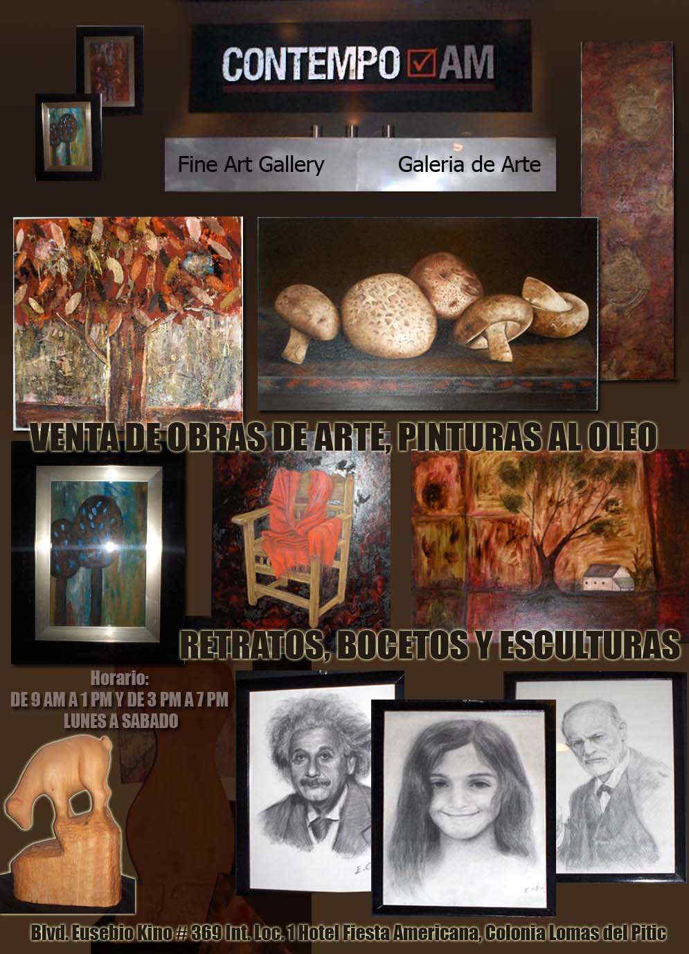 CONTEMPO AM  GALERIA-VENTA DE OBRAS DE ARTE, PINTURAS AL OLEO,RETRATOS, BOCETOS Y ESCULTURAS