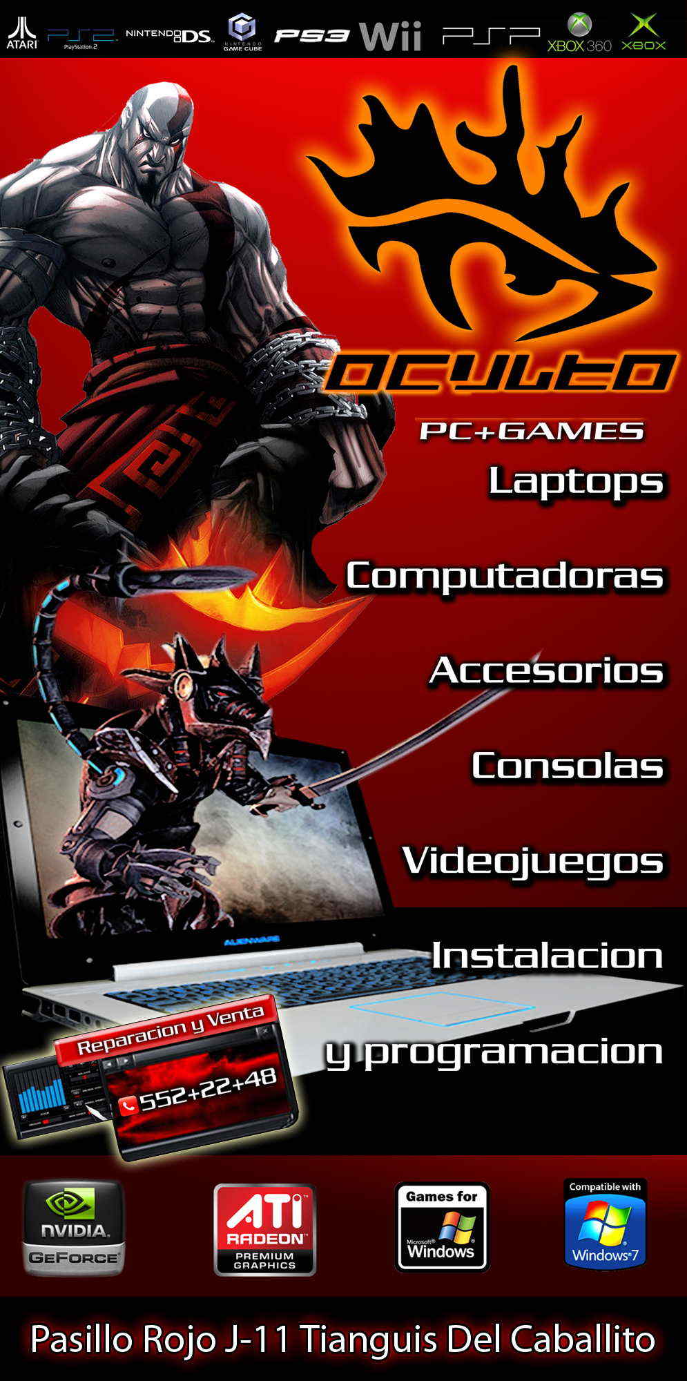 OCULTO PC-GAMES-LAPTOPS, COMPUTADORAS, ACCESORIOS, CONSOLAS, VIDEOJUEGOS, INSTALACION Y PROGRAMACION.