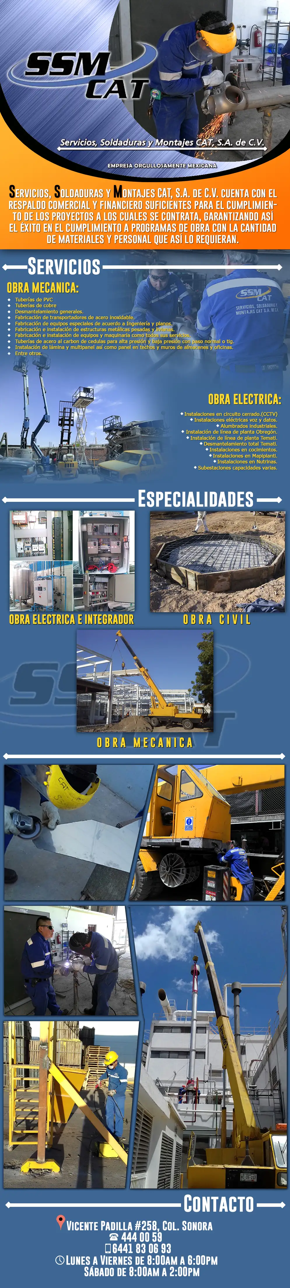 Servicios, Soldaduras y Montajes CAT-Fabricación, Instalación y Mantenimiento Estructuras metálica, certificación DC