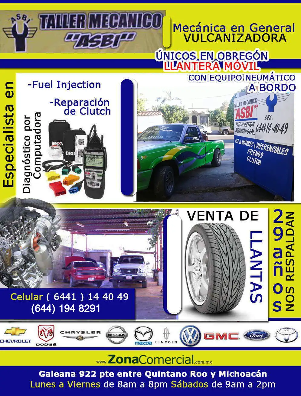 Taller Mecanico ASBI y LLantera Movil 